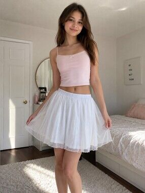 Vintage My Michelle Girls Large White Skirt Flowy A-Line Y2K Coquette Softcore S